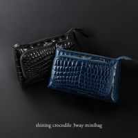 クロコダイルシャイニング加工ショルダーバッグ3wayレディース