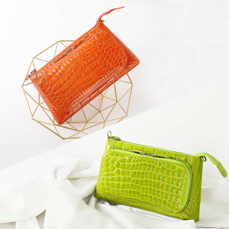 クロコダイル2way3wayミニショルダーバッグオレンジライム