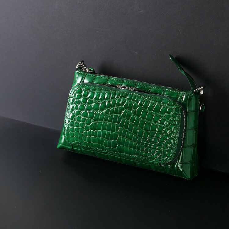 クロコダイルポシェット2way3wayグリーン