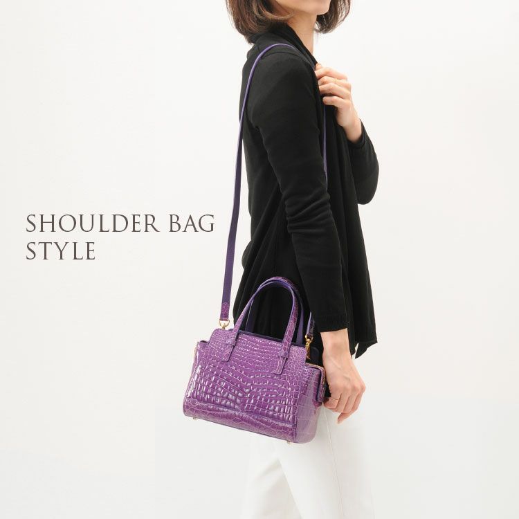 クロコダイル ハンドバッグ レディース シャイニング 加工 センター