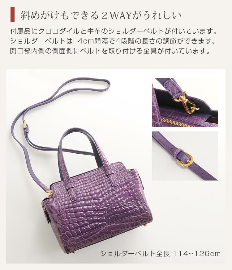 クロコダイル ハンドバッグ レディース シャイニング 加工