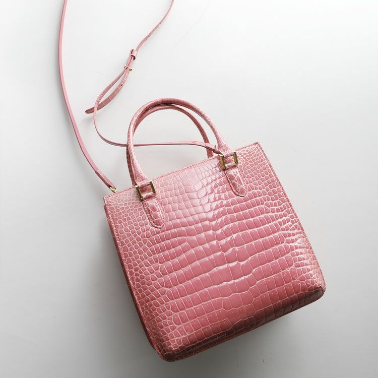 スモール クロコダイル ハンドバッグ 2WAY ショルダーベルト付き
