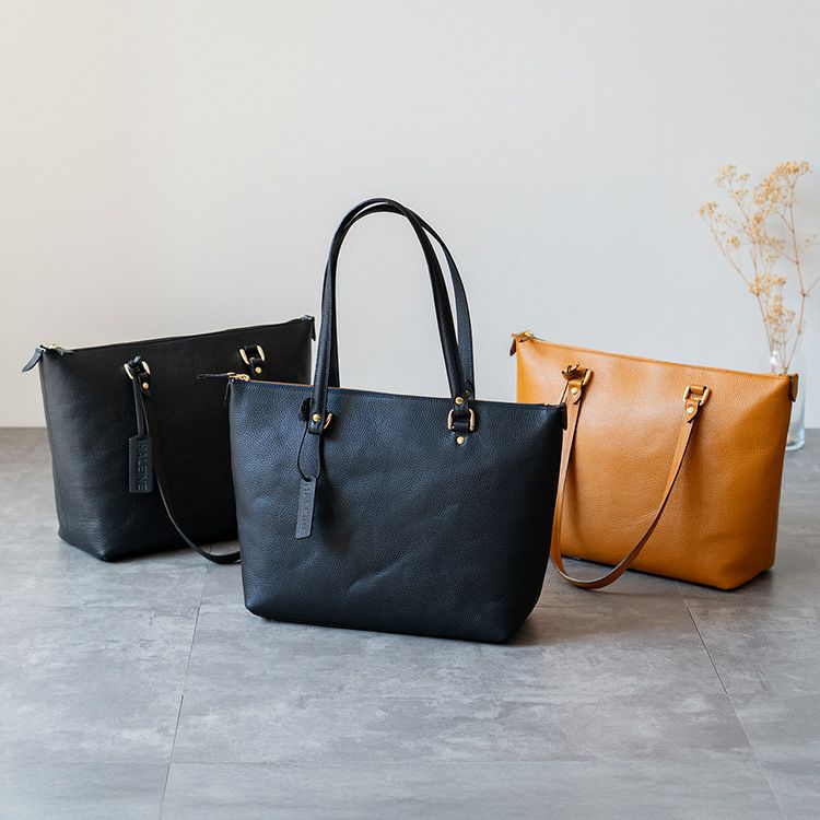 HALEINE牛革シュリンクレザートートバッグレディース