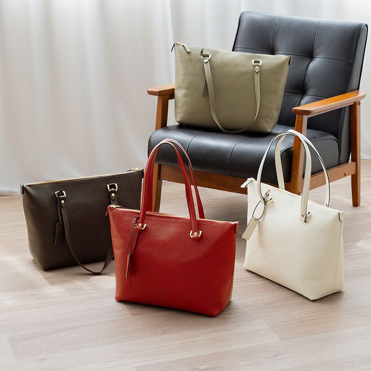 HALEINE牛革シュリンクレザートートバッグレディース