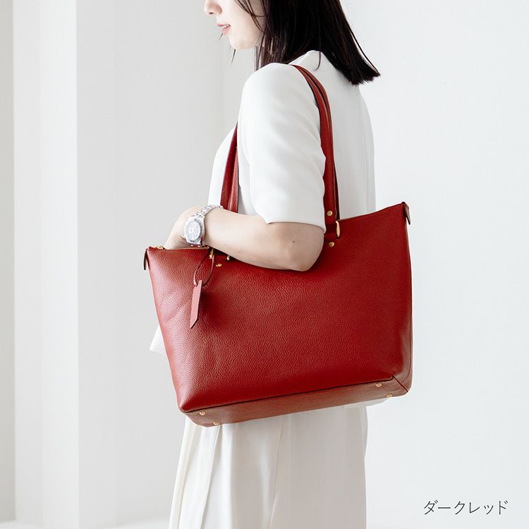 HALEINE牛革シュリンクレザートートバッグレディース