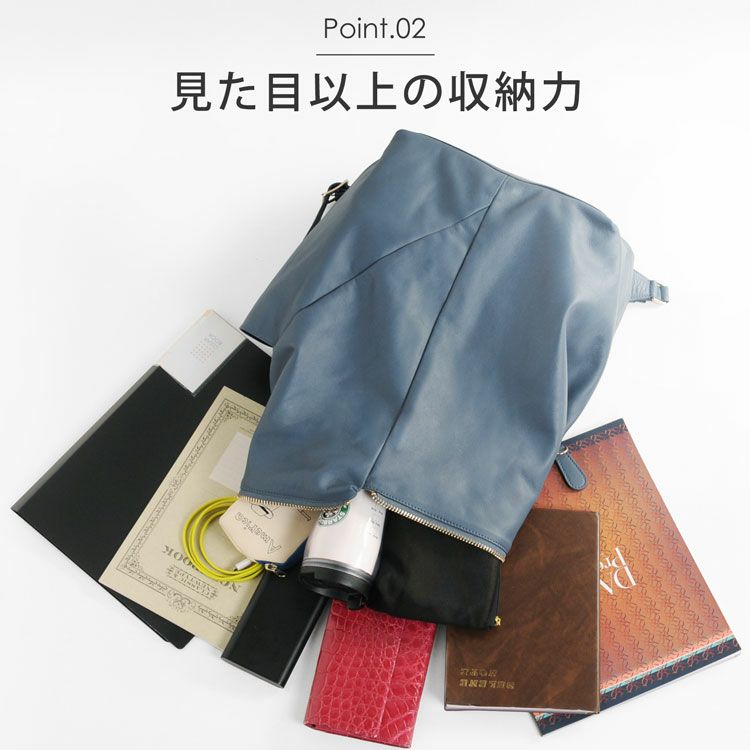 MiaBorsa本革レザーリュック大容量 Mia Borsa リュック レディース 大容量 アイスグレー/ブラック 5F