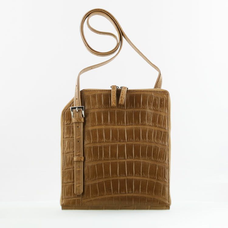スモール クロコダイル ショルダーバッグ レディース 薄マチ 軽量 A5