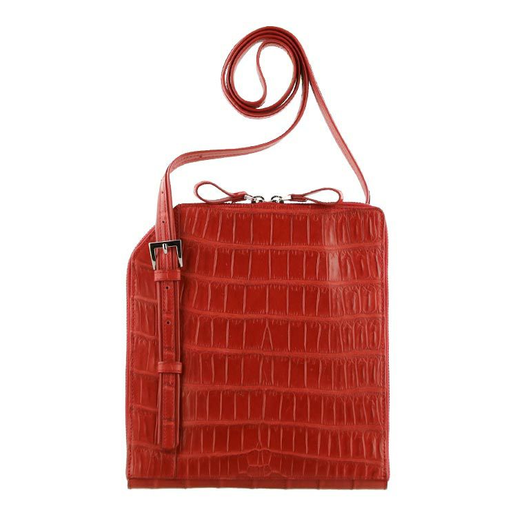 美品★Mulberry★ショルダーバッグ★クロコダイル 型押し★バケツ型★英国製 スモール クロコダイル ショルダーバッグ レディース 薄マチ