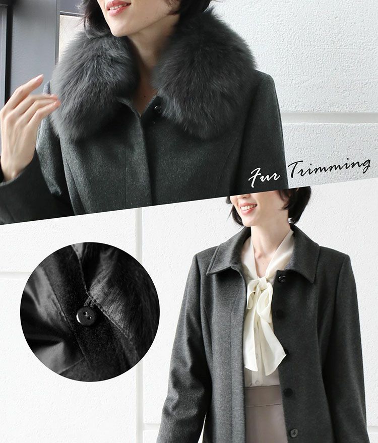 Filomo カシミヤ コート レディース カシミヤ100% ロング フォックス  