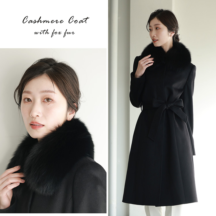 Filomo カシミヤ コート レディース カシミヤ100% ロング フォックス 