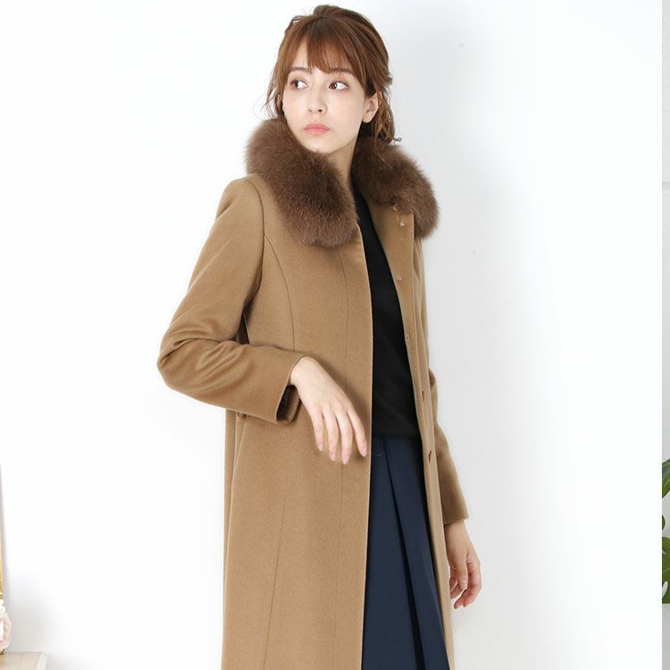 Filomo カシミヤ コート レディース カシミヤ100% ロング フォックス 