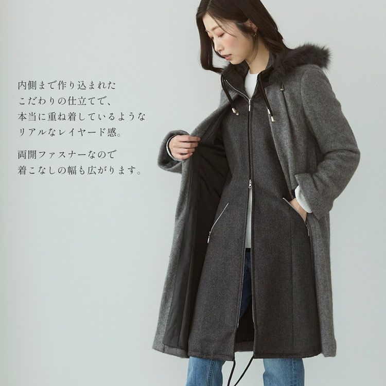 ミンク ブレンド ウール ＆ カシミヤ 100％ コート フォックス