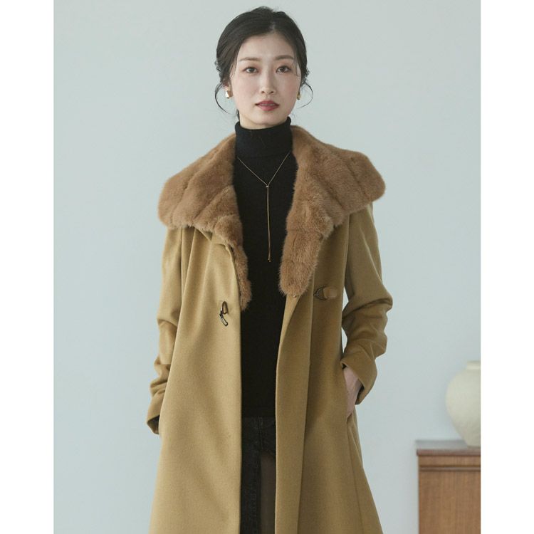 内モンゴル産カシミヤ100％ロングコートキャメル