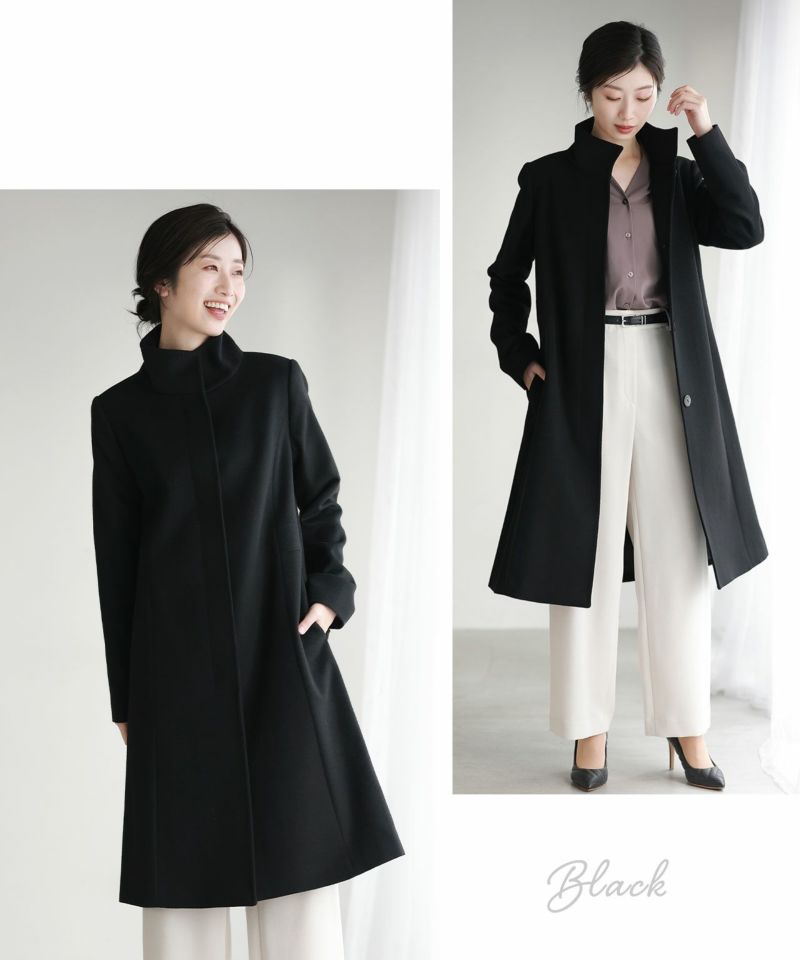 ブラックカシミヤブレンドウールコート