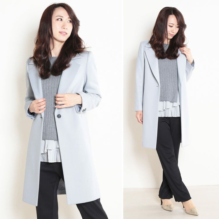 LEONARD カシミヤ×アンゴラ　ロングコート　チェスターコート CLASSY.1月号掲載】ウールカシミヤビーバー チェスターコート
