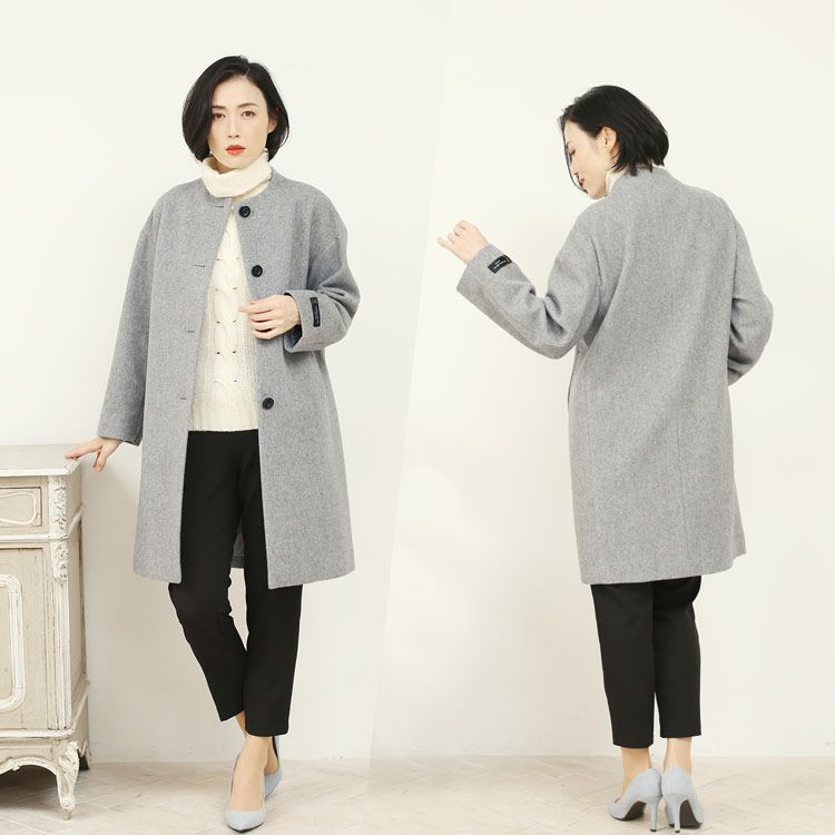 完売品　美品　6 beauty&youth ヘリンボーン　ノーカラーコート 尾州ウール ノーカラーコート レディース 6F
