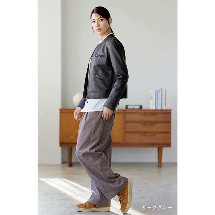 Filomo/フィローモラムライダースジャケットシングルナッパ加工レディース秋冬グレージュ/ペールブルー/ブラウン/ブラック