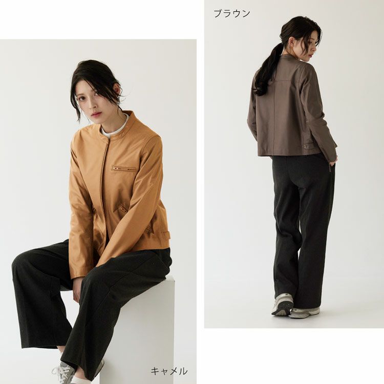 Filomo/フィローモラムライダースジャケットシングルナッパ加工レディース秋冬グレージュ/ペールブルー/ブラウン/ブラック