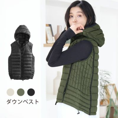 ABITOKYO フード付き ブラックダウンベスト ABITOKYO フード付き ブラックダウンベスト