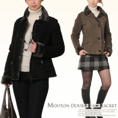 Mimi❗️高級☆本革 ムートンコートラムレザー M ブラウン レディース 楽天市場】ムートン ライダース（コート・ジャケット