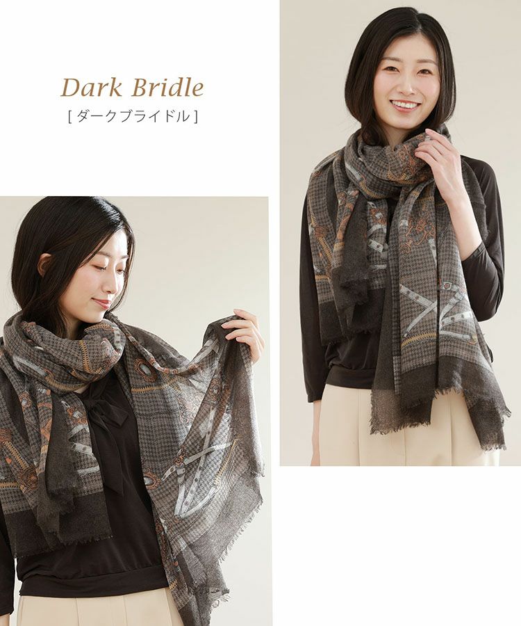 カシミヤ100%ガーゼストールブライドルブラウン