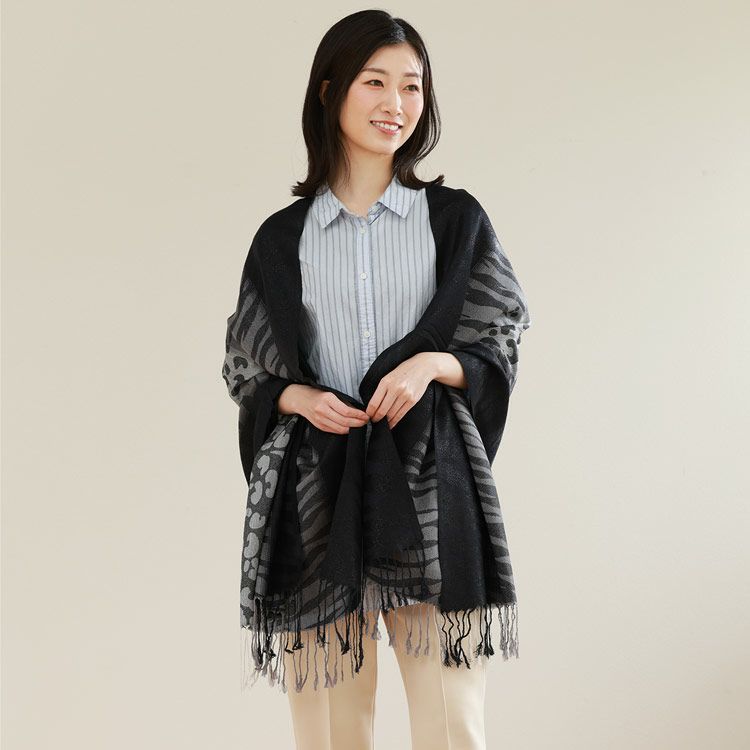 アニマル柄大判ストールラメ入り/レディース（No.08000011）