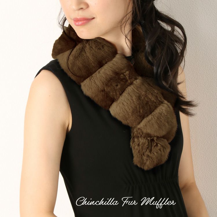 美品　ルネ(RENE) チンチラ　マフラー Rene ルネ ファーマフラー