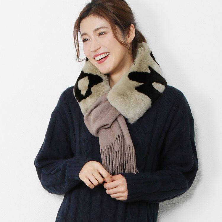 レッキス マフラー 通し ファー バイカラー リンキング 7F