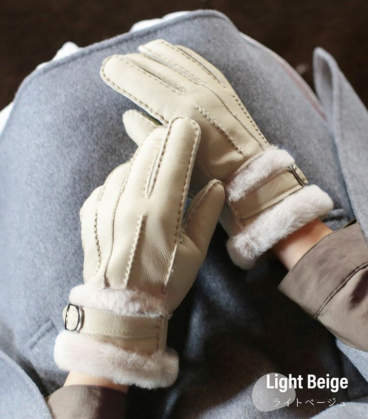ムートングローブ手袋ダブルフェイスレディースリアルファー
