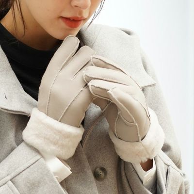 名入れ 別途購入で可能】ムートン ダブルフェイス 手袋 レディース