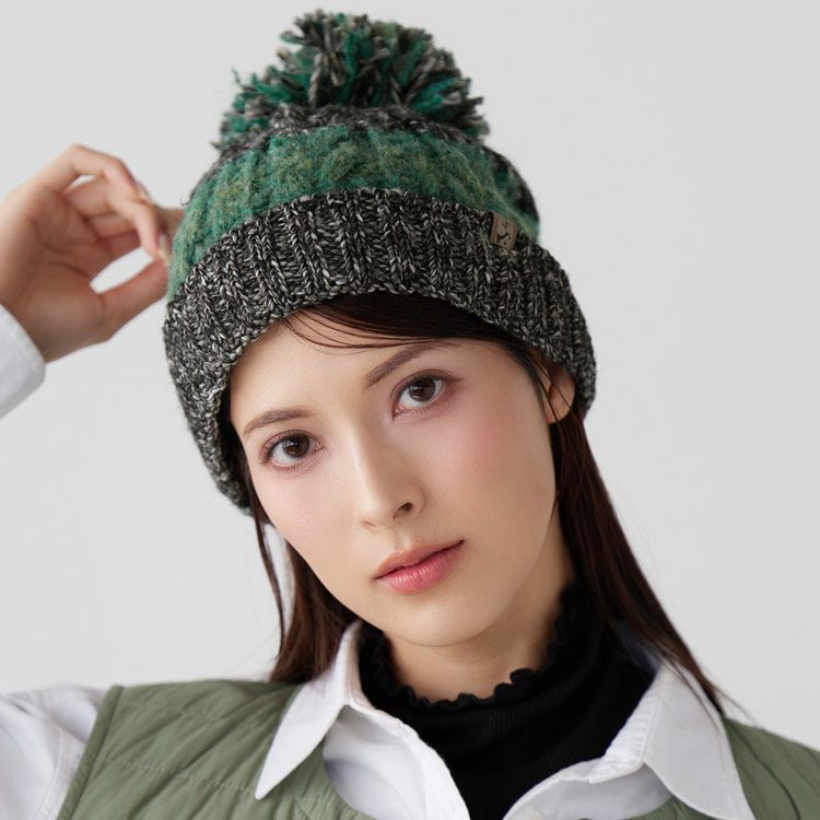 ニット帽 イタリア 糸 ぽんぽん 付き 帽子 レディース 7F 日本製