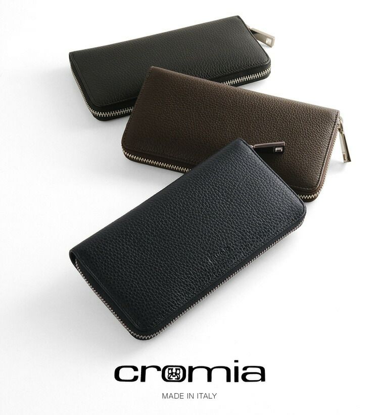 cromia] クロミア 牛革 長財布 ラウンドファスナー イタリア製 バイ 
