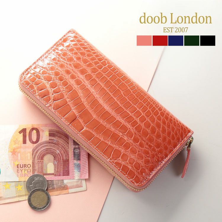 doob London クロコダイル 長財布 ラウンド doob London 本革 メンズ ラウンドファスナー 長財布 イタリアン