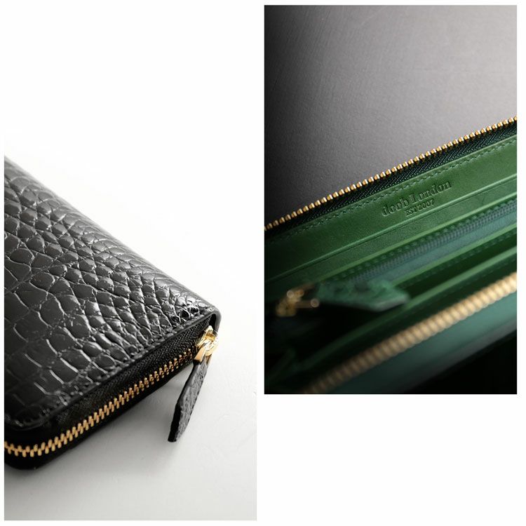 doob London クロコダイル 型押し ラウンドファスナー 長財布 doob London クロコダイル 長財布 ラウンドファスナー