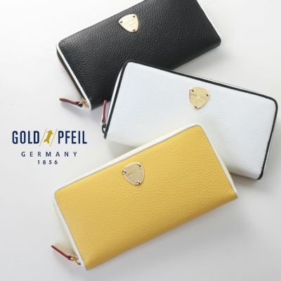 GOLD PFEIL 長財布 レディース 本革 かぶせ 革 バイカラー 牛革