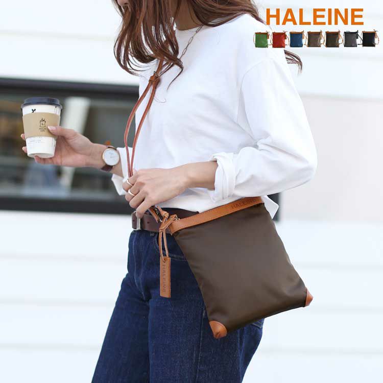 HALEINE日本製ナイロン栃木レザーナイロンサコッシュレディース