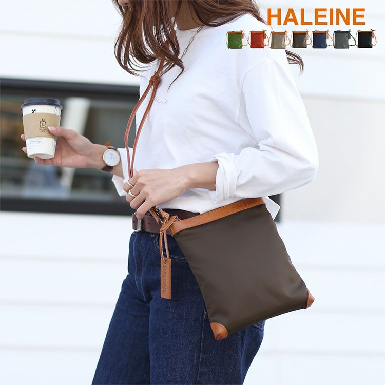 HALEINE日本製ナイロン栃木レザーナイロンサコッシュレディース