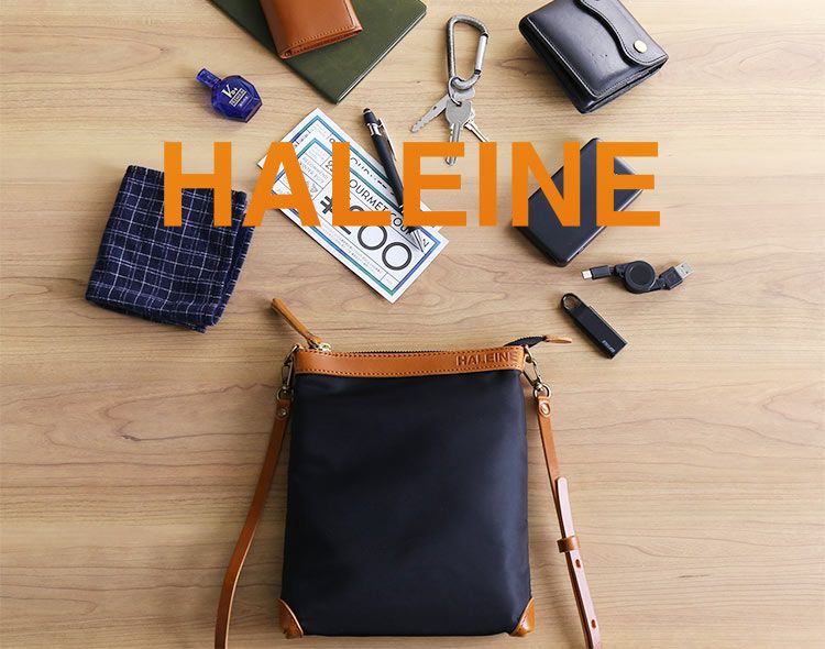 HALEINE日本製ナイロン栃木レザーサコッシュレディース