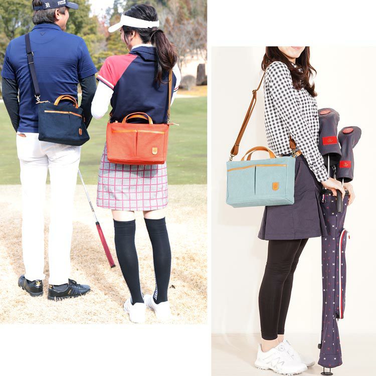 HALEINE SPORTS 帆布 ヌメ革 ゴルフ カートバッグ ラウンド