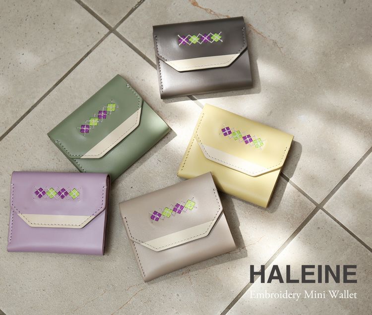 acoさんコラボ商品》 HALEINE 牛革 三つ折り 財布 キーリング