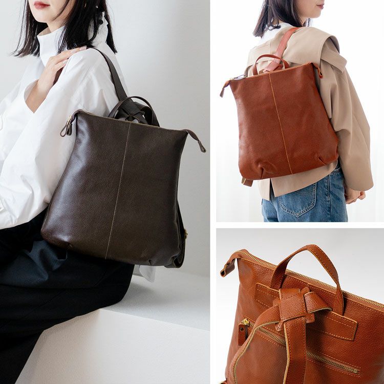 Jamale/ジャマレ牛革リュックサックレディース日本製オレンジブラウン/ダークブラウン/ネイビー/ブラック(07000256r)