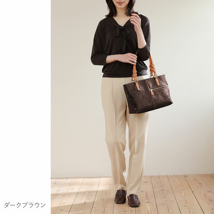 Jamale牛革レディーストートバッグ日本製ローズ柄