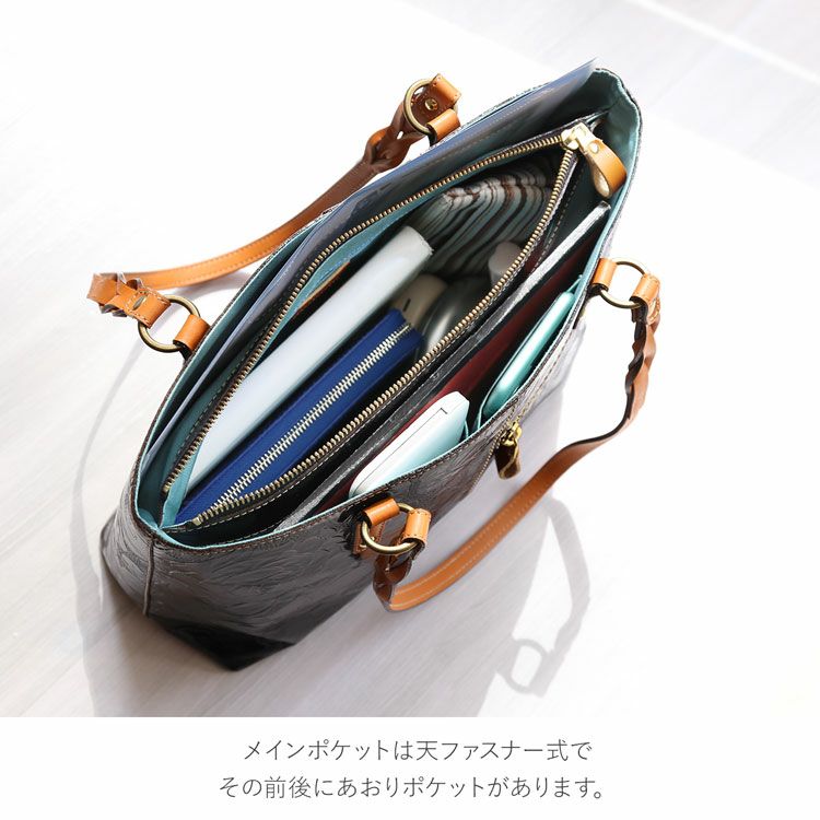 Jamale牛革レディーストートバッグ日本製ローズ柄