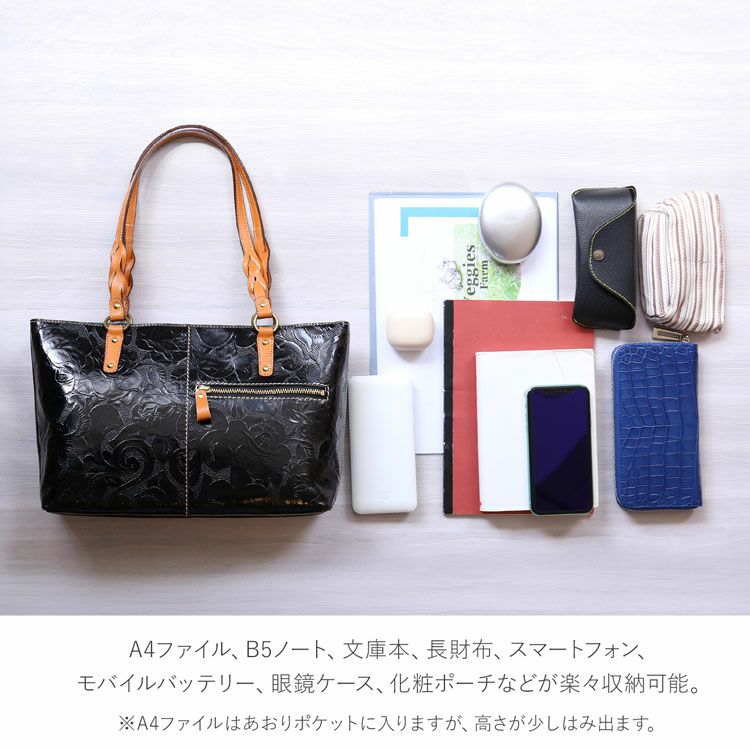 Jamale牛革レディーストートバッグ日本製ローズ柄