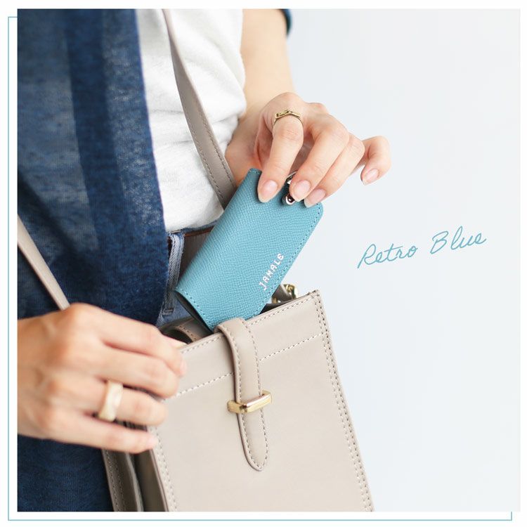 Jamaleスマートキーケース本革バイカラーレディースコンパクト日本製牛革