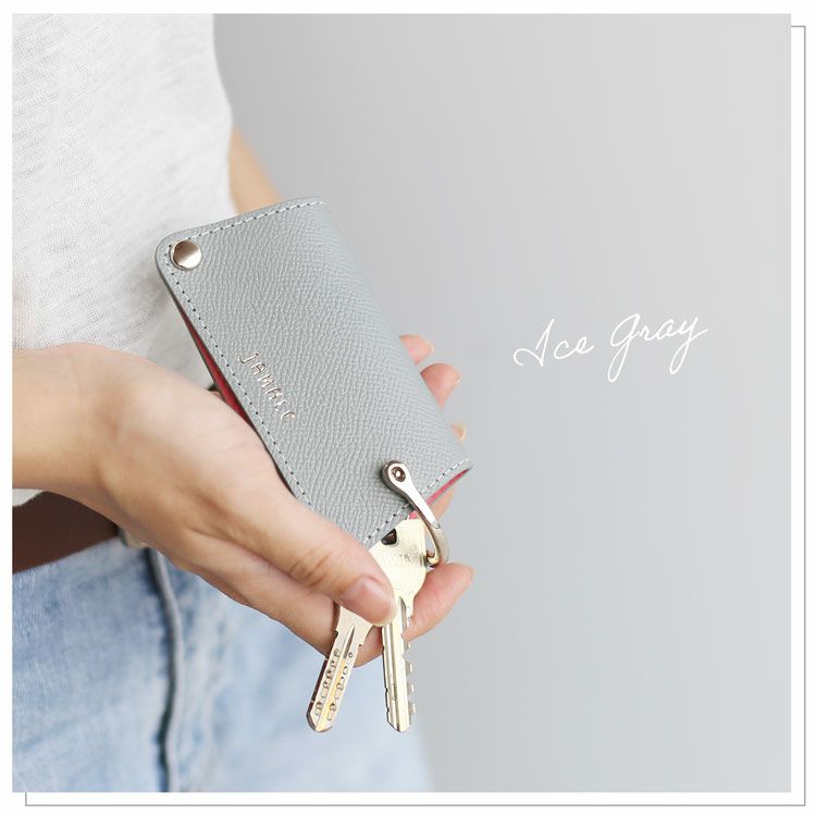 Jamaleスマートキーケース本革バイカラーレディースコンパクト日本製牛革