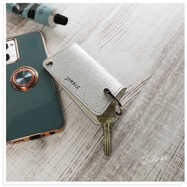 Jamaleスマートキーケース本革バイカラーレディースコンパクト日本製牛革