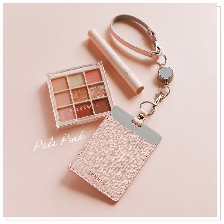 かわいいピンクバイカラーパスケース定期入れ本革