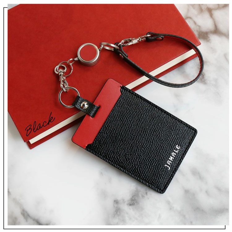 ブラックバイカラーパスケース定期入れ本革