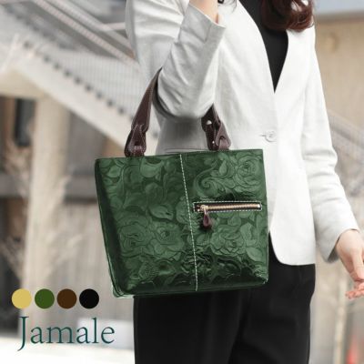 Jamale ローズ柄 型押し ハンドバッグ 4FB